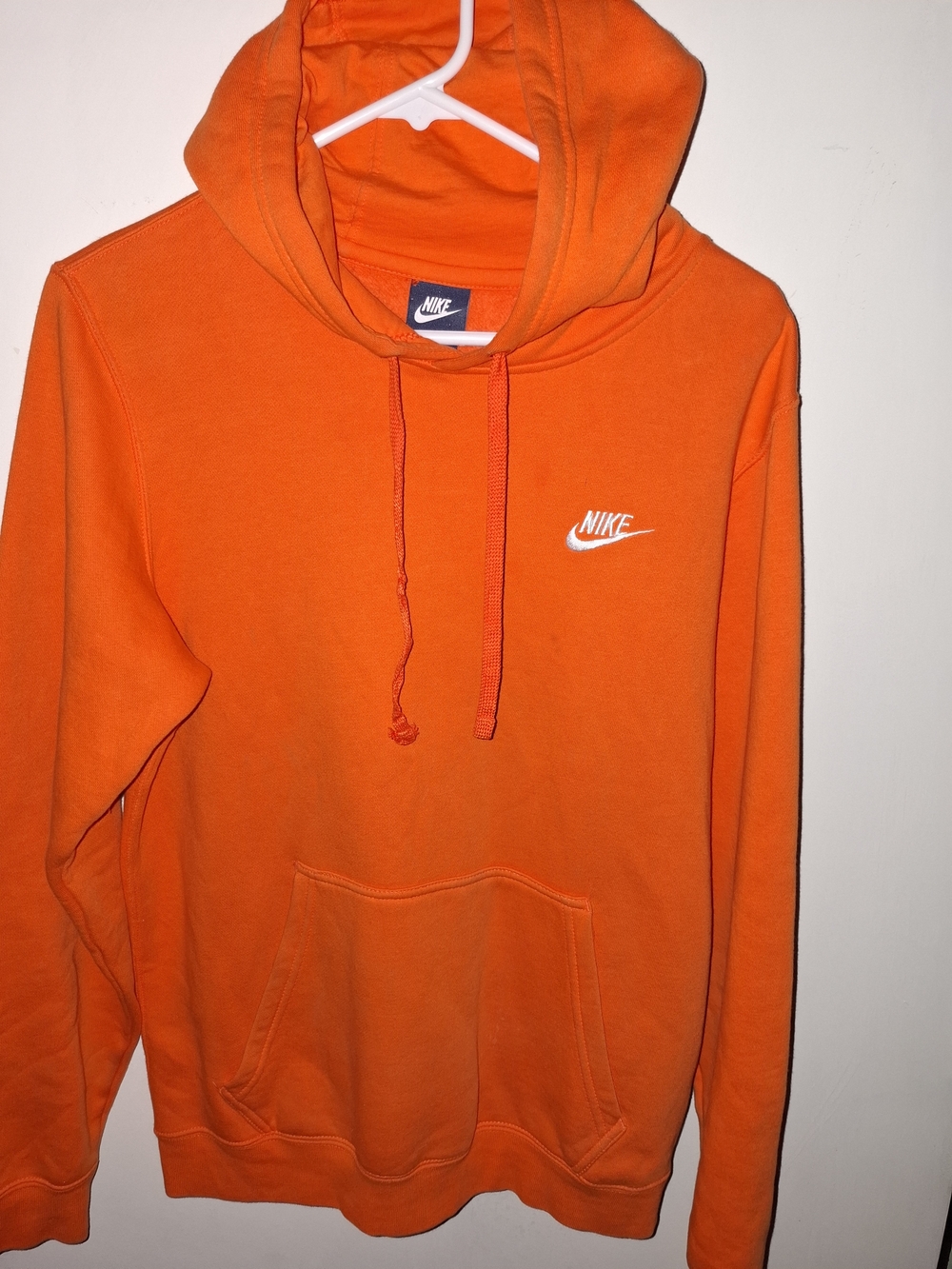 Nike Orange Men's Hoodie with White Swoosh